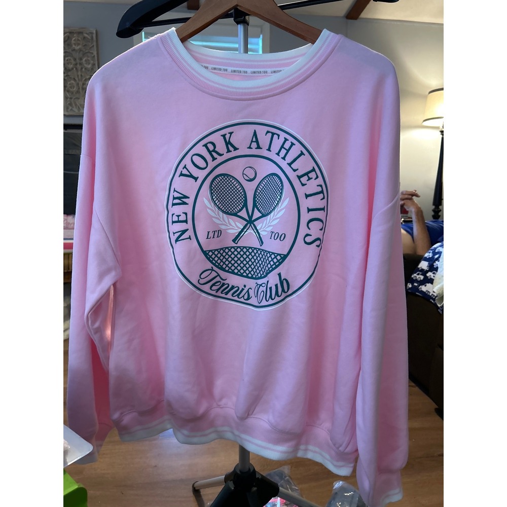 Limited Too LTD 2.0 Pink New York Athletics Tennis Club Sweatshirt Womens Large